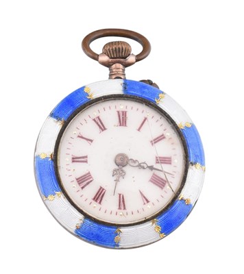 Lot 338 - SILVER & ENAMEL FOB WATCH