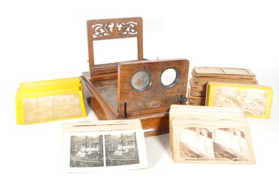 Lot 426 - 19TH CENTURY MAHOGANY STEREOSCOPE VIEWER & SLIDES