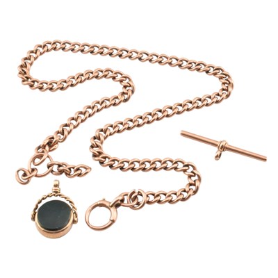 Lot 95 - EARLY 20TH CENTURY GOLD WATCH CHAIN & FOB