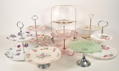 Lot 190a - COLLECTION OF VINTAGE 20TH CENTURY CHINA TIERED SERVING PLATES