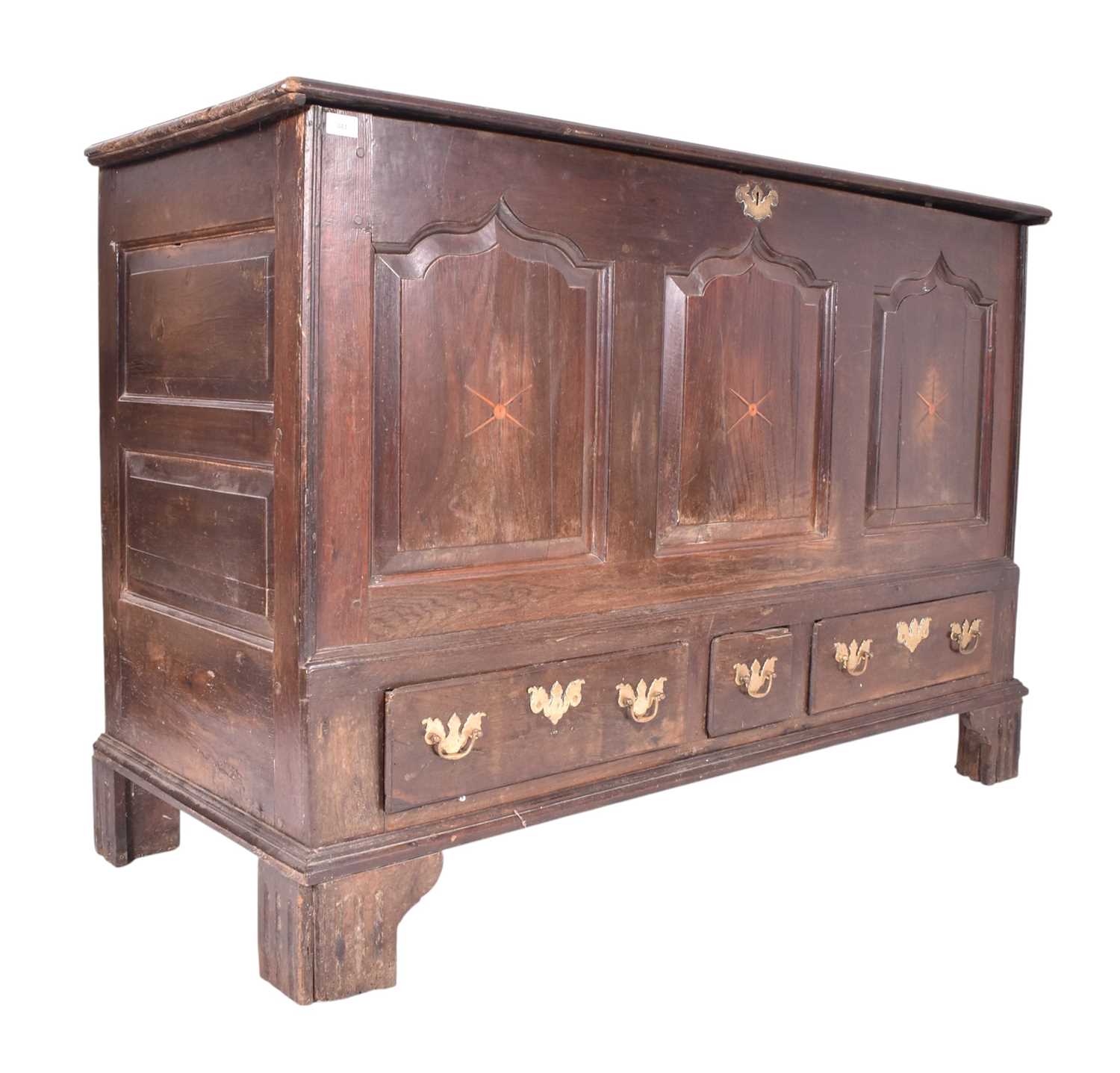Lot 735 - LARGE 17TH CENTURY OAK MULE CHEST COFFER