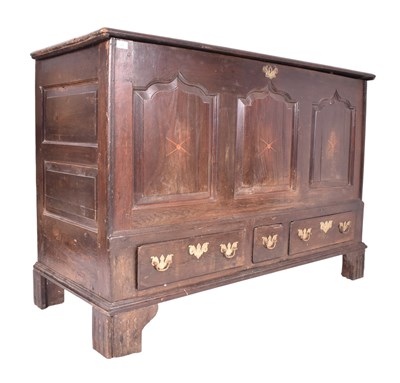 Lot 735 - LARGE 17TH CENTURY OAK MULE CHEST COFFER