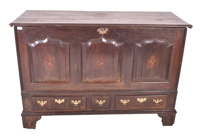 Lot 735 - LARGE 17TH CENTURY OAK MULE CHEST COFFER