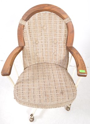 Lot 612 - MID CENTURY OAK & METAL SWIVEL DESK CHAIR