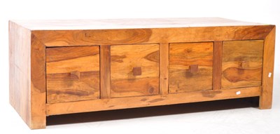 Lot 881 - CONTEMPORARY MANGO WOOD TV STAND SIDEBOARD