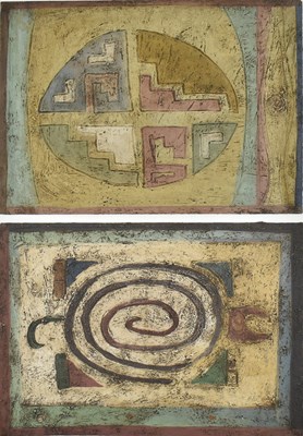 Lot 418 - PAIR OF UNUSUAL MID CENTURY RELIEF ECUADORIAN PAINTINGS