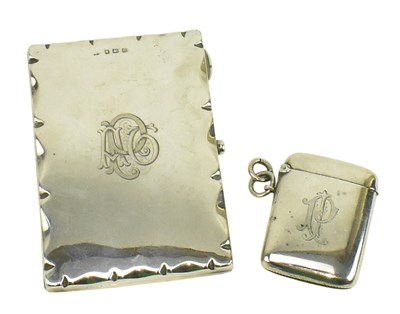 Lot 41 - GEORGE V HALLMARKED SILVER NOTEBOOK CASE & A SILVER VESTA CASE