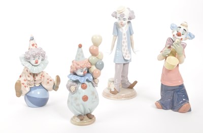 Lot 194 - FOUR VINTAGE LLADRO CLOWN FIGURINES