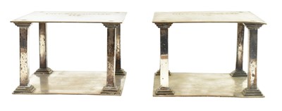 Lot 54 - PAIR OF EARLY 20TH CENTURY EDWARDIAN SCOTTISH WHITE METAL PLATED CAKE STANDS