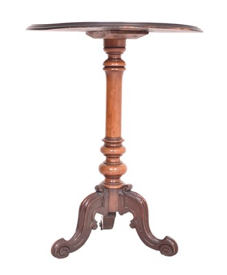 Lot 326 - VICTORIAN 19TH CENTURY WALNUT MARQUETRY INLAID TRIPOD SIDE TABLE