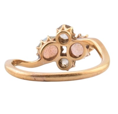 Lot 38 - EDWARDIAN HALLMARKED 18CT GOLD OPAL & DIAMOND CROSSOVER RING