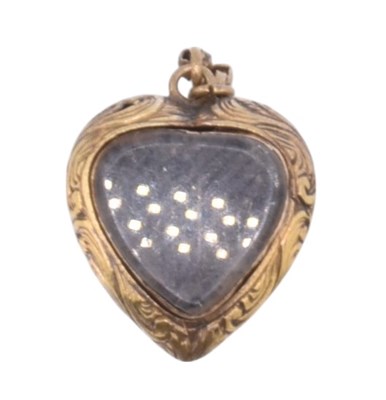 Lot 14 - 19TH CENTURY GOLD & TURQUOISE HEART LOCKET PENDANT