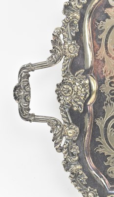 Lot 64 - LARGE LATE 19TH CENTURY VICTORIAN SILVER PLATE SERVING TRAY