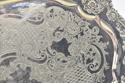 Lot 64 - LARGE LATE 19TH CENTURY VICTORIAN SILVER PLATE SERVING TRAY