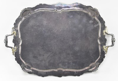 Lot 64 - LARGE LATE 19TH CENTURY VICTORIAN SILVER PLATE SERVING TRAY