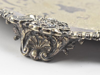 Lot 64 - LARGE LATE 19TH CENTURY VICTORIAN SILVER PLATE SERVING TRAY