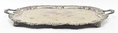 Lot 64 - LARGE LATE 19TH CENTURY VICTORIAN SILVER PLATE SERVING TRAY