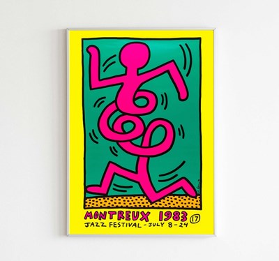 Lot 332 - KEITH HARING - MONTEUX 1983 YELLOW OFFSET LITHOGRAPH