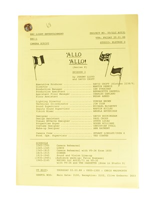 Lot 184 - 'ALLO 'ALLO! (BBC SITCOM) - ORIGINAL CAMERA SCRIPT