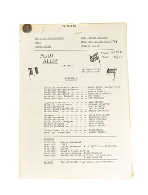 Lot 36 - 'ALLO 'ALLO! (BBC SITCOM) - ORIGINAL PRODUCTION SCRIPT