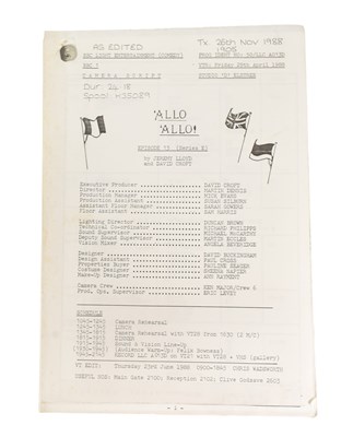 Lot 107 - 'ALLO 'ALLO! (BBC SITCOM) - ORIGINAL PRODUCTION SCRIPT