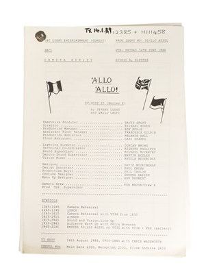 Lot 162 - 'ALLO 'ALLO! (BBC SITCOM) - ORIGINAL PRODUCTION SCRIPT