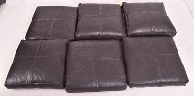 Lot 386 - SIX BRITISH MODERN DESIGN BROWN LEATHER CUSHIONS