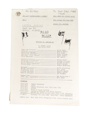 Lot 188 - 'ALLO 'ALLO! (BBC SITCOM) - ORIGINAL PRODUCTION SCRIPT