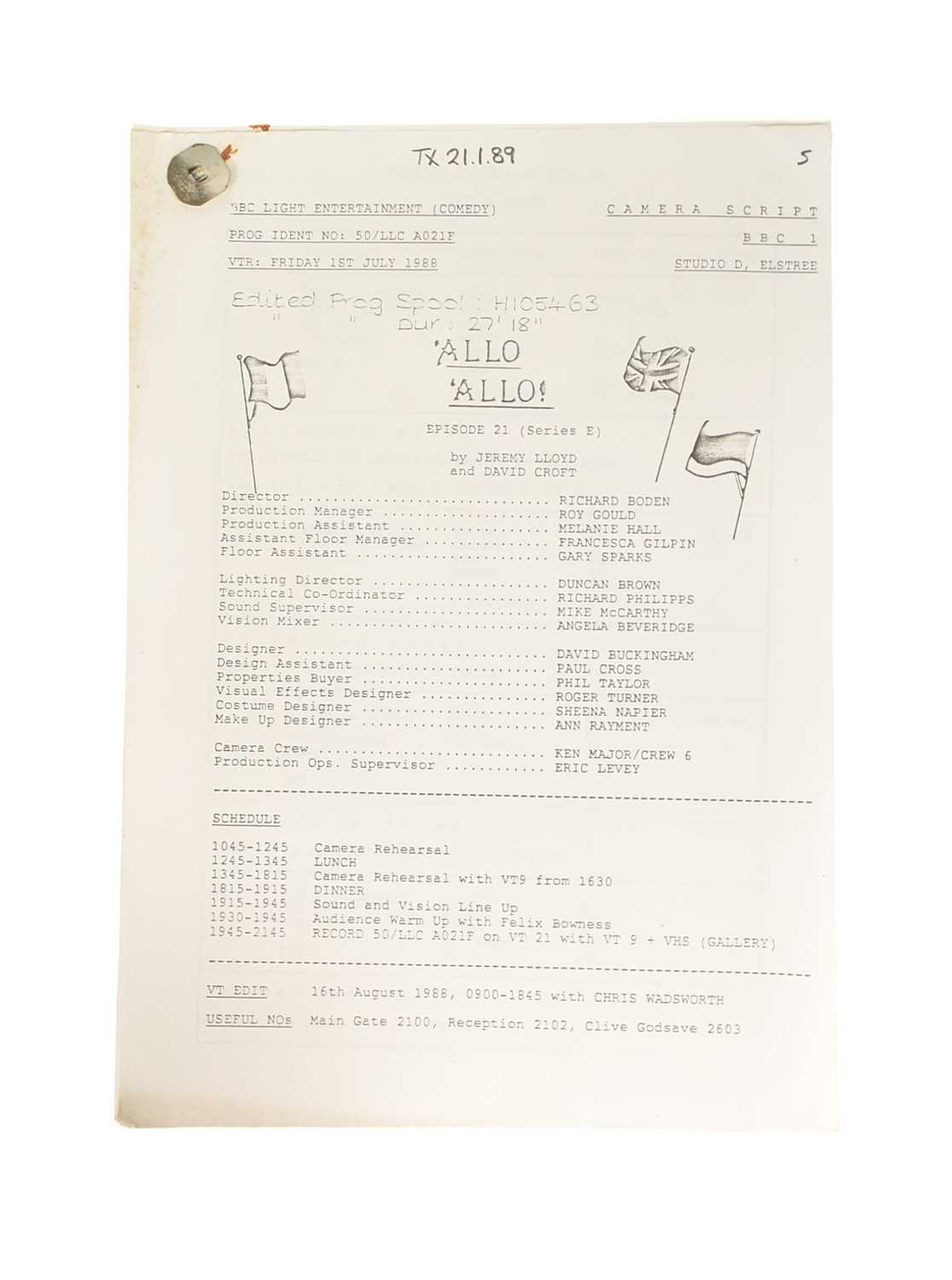 Lot 48 - 'ALLO 'ALLO! (BBC SITCOM) - ORIGINAL PRODUCTION SCRIPT