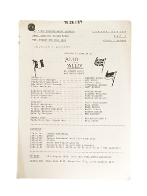 Lot 159 - 'ALLO 'ALLO! (BBC SITCOM) - ORIGINAL PRODUCTION SCRIPT