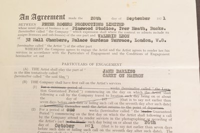 Lot 12 - CARRY ON MATRON (1972) - VALERIE LEON'S ORIGINAL CONTRACT