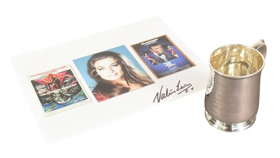 Lot 129 - VALERIE LEON'S COLLECTION - HALLMARKED SILVER CHRISTENING MUG & AUTOGRAPH