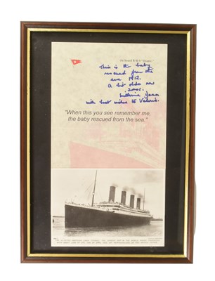 Lot 143 - RMS TITANIC INTEREST - MILLVINA DEAN AUTOGRAPH FROM VALERIE LEON'S COLLECTION