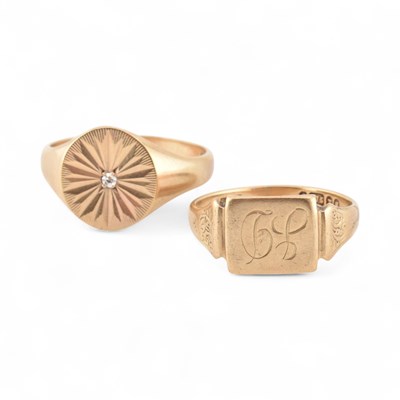 Lot 469 - TWO HALLMARKED 9CT GOLD SIGNET RINGS