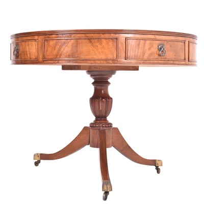 Lot 308 - 19TH CENTURY FLAME MAHOGANY CIRCULAR DRUM RENT TABLE