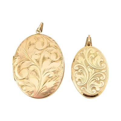 Lot 500 - TWO HALLMARKED 9CT GOLD LOCKET NECKLACE PENDANTS