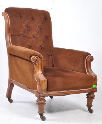 Lot 667 - VICTORIAN 19TH CENTURY BUTTON BACK ARMCHAIR