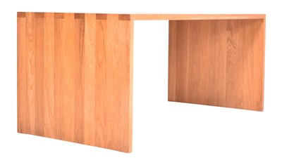 Lot 373 - LARGE MODERN FRENCH DESIGNER SOLID OAK COFFEE TABLE