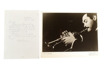 Lot 125 - JAZZ MUSIC - ART FARMER (D.1999) - VINTAGES SIGNED PHOTO & LETTER