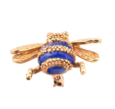 Lot 6 - 18CT GOLD RUBY & ENAMEL BUMBLE BEE BROOCH PIN