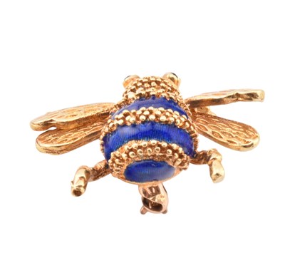 Lot 6 - 18CT GOLD RUBY & ENAMEL BUMBLE BEE BROOCH PIN