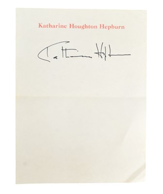 Lot 86 - KATHARINE HEPBURN (1907-2003) - AUTOGRAPH ON HEADED PAPER