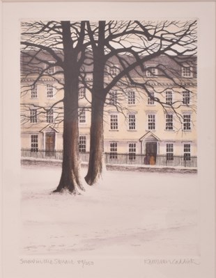 Lot 191 - KATHLEEN CADDICK (BRITISH, B. 1937) - SNOW IN THE SQUARE