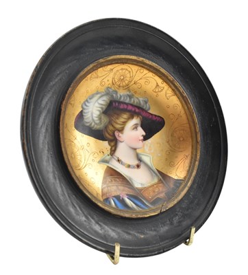 Lot 119 - POSSIBLY LIMOGES 19TH CENTURY HAND PAINTED PORTRAIT PLATE