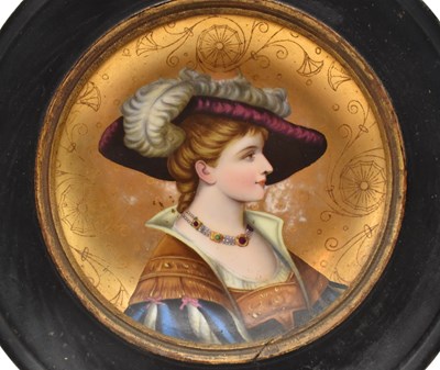 Lot 119 - POSSIBLY LIMOGES 19TH CENTURY HAND PAINTED PORTRAIT PLATE
