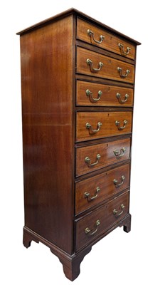 Lot 372 - EDWARDIAN EARLY 20TH CENTURY MAHOGANY SEVEN-DAY CHEST OF DRAWERS SEMINAIRE
