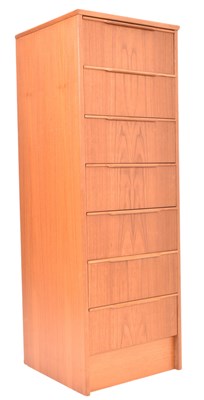 Lot 142 - MID CENTURY TEAK UPRIGHT PEDESTAL CHEST OF DRAWERS