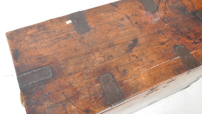 Lot 680 - EARLY 19TH CENTURY CAST IRON BOUND STEAMER TRAVEL TRUNK