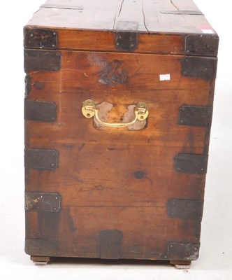 Lot 680 - EARLY 19TH CENTURY CAST IRON BOUND STEAMER TRAVEL TRUNK