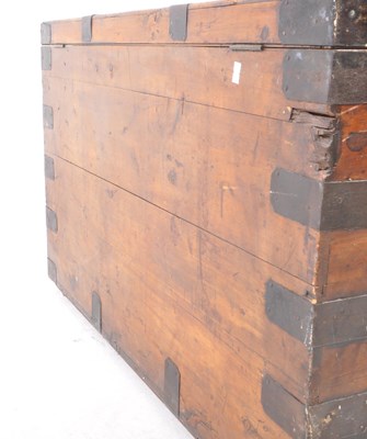 Lot 680 - EARLY 19TH CENTURY CAST IRON BOUND STEAMER TRAVEL TRUNK